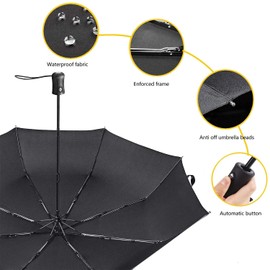 Newsight Travel Folding Umbrella, Strong 8 Ribs Reinforced Windproof Rain Umbrella, Strong Durable Umbrella Compact Portable Umbrella, Auto Open/Close Lightweight Umbrella