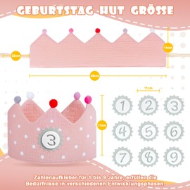 Ochomasun Birthday Crown Boys & Girls, Birthday Crown, Muslin, Birthday Crown, Velcro Interchangeable 1-9 Numbers, Birthday Train Decorative Hats for Children's Birthday Parties