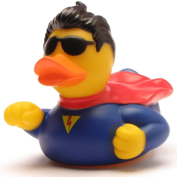 Superhero Bath Duck, Squeaky Duck, Superheroe, Duckshop I L: 8.5 cm, Gift for Superman Fans