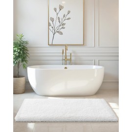 ILANGO White Bathroom Rugs 70" × 24" Non Slip & Super Absorbent Extra Thick Soft, Washable Bath Carpet Runner for Floor, Microfiber Plush Shaggy Bath Mats with Rubber for Bedroom Bathtub Shower Room