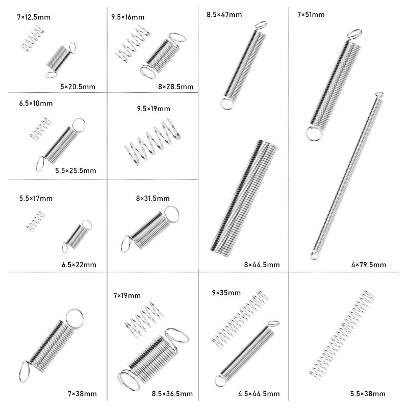 UKOFEW 200 Piece Spring Assortment Set Kit, Various Tension Springs,