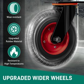 DOZAWA 8 Inch Heavy Duty Caster Wheels Set of 4 (2 Swivel & 2 Fixed), 400lb Capacity per Wheel, Solid Rubber Knobby Tread for Workbench, Cart, Dolly, Trolley, Wagon, Chicken Coop, and Outdoor Use