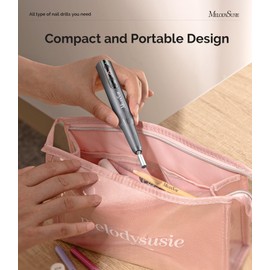 MelodySusie Pen-Shaped Portable Cordless Nail Drill, PC180E 25000RPM Rechargeable Electric File with LED Display for All Nail Care, Manicure Shaping & Acrylic Gel Removal for Nail Artists DIY at Home