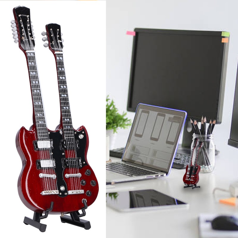 Wooden Miniature Guitar Elegant Mini Electric Guitar Musical Instrument Model