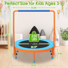 Jump Into Fun 36’’ Mini Trampoline for Kids, Orange & Blue