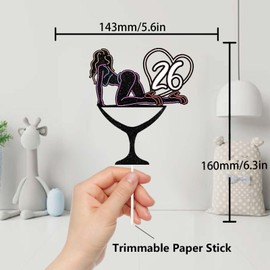 Decoración para tartas con purpurina, 26 unidades, suministros de decoración para fiestas locas, para mujeres y niñas, feliz cumpleaños, 26 aniversario, suministros de decoración para fiestas