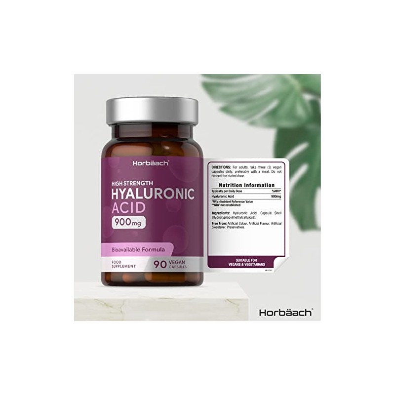 Hyaluronic Acid Supplement 900mg | 90 Vegan Capsules | High