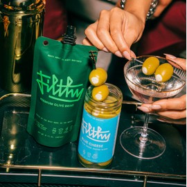 Filthy Blue Cheese Stuffed Olives, Premium Cocktail Garnish, Blue Cheese Stuffed Olives, Naturally Cured Queen Olives Stuffed With Real Wisconsin Blue Cheese for Martinis, 8.5 Oz Jar, 14 Olives