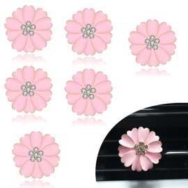 HungMieh 6PCS Car Accessories for Women, Flower Car Air Vent Clips Air Conditioner Outlet Decoration Car Interior Decor Charm, Pink Daisy Flower
