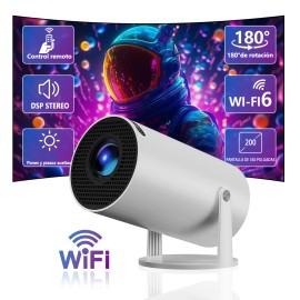 Mini Portable Projectors 4K Full 1080p Smart Projector with Android, WiFi 6 and Bluetooth 5.0, Home Movie Projectorcolor: White, plug: US