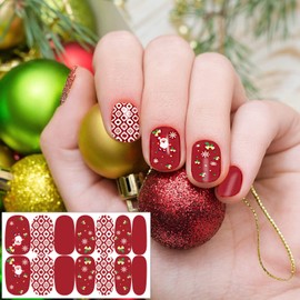 Christmas Nail Polish Stickers,168PCS Christmas Nail Wraps Snowflake Snowmen Elk Santa Claus Xmas Tree Winter Nail Design Self-Adhesive Full Cover Snowflake Nail Art Strips Decals for Christmas Party