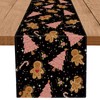 GAGEC Gingerbread Christmas Decorations Black Table Runner Pink Tree Glitter