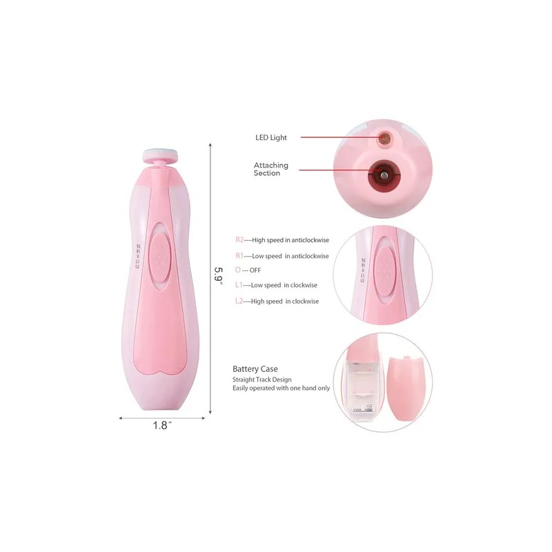 Lima De Uñas Bebe, 6 Cabeza Molienda Y 1 Cortauñas