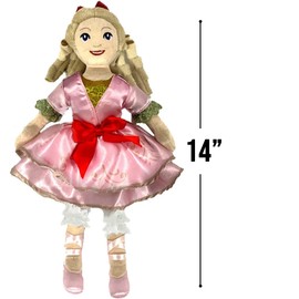 Nutcracker Ballet Gifts, Plush Nutcracker Doll, Clara Christmas Ornaments, Soft Figure Decoration with Traditional Ballerina Costume for Holiday Home Decor, Ideal Xmas Ornament, 14 Inch