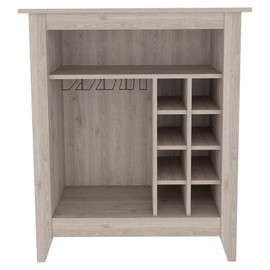 FM FURNITURE Future Bar Cabinet, with Six Wine Cubbies, One Open Drawer, and One Open Shelf - Light Grey