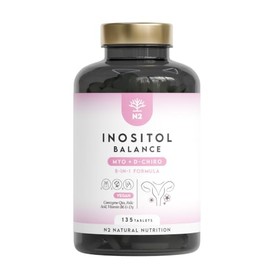 Inositol Balance 4000 mg, Myo & D-Chiro. 135 Tablets with Folic Acid, Choline, Vitamin B6 and D3. Hormonal Support and Women's Wellness. N2 Natural Nutrition