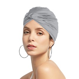 SJTJSPX Swimming Cap for Women Girls Swim Cap Pleated Fabric Turban Retro Bathing Cap Beach Hat for Long Hair Swimming Cap Elegance Shower Cap Non Waterproof