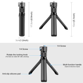Insta 360 X4/X3 Bullet Time Handle Tripod Rotating Grip for DJI Pocket 3/ Go pro, PULUZ Desktop Tripod Stand Action Camera Selfie Stick