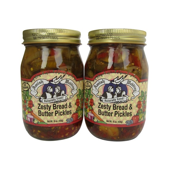 Amish Wedding Foods Zesty Bread & Butter Pickles 2-15 oz Jars