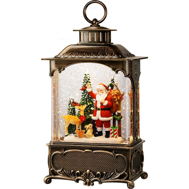 Santa Snow Globe Lantern Christmas Snow Globes, Lighted Christmas Decorations