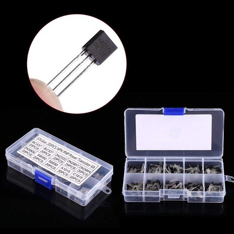 200 pieces 10 values silicon transistors assortment BC337, BC327, 2N2222,