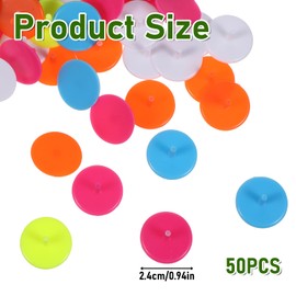 Thinp 50 Pcs Golf Ball Markers, Plastic Golf Ball Position Marker Flat Round Transparent Golfs Mark Accessories for Golfs and Baseball (6 Color, 24mm)