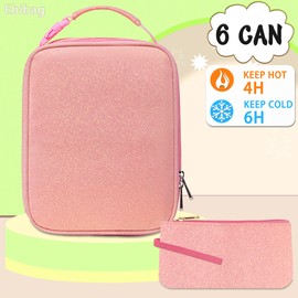 Ebibag Pink Lunch Box for Women with Reusable Snack Bag Cute Small Insulated Lunch Bag for Work Lonchera Para Mujer
