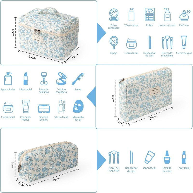 GWMWON 3 Piezas De Cosmetiqueras Estampadas Exclusivas Para Maquillaje