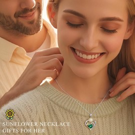 Iefil Sunflower Gifts for Women - Sunflower Necklace March Aquamarine Birthstone Necklace Anniversary Valentine's Day Jewelry Gifts You Are My Sunshine Birthstone Jewelry Gift Ideas for Women Wife Her