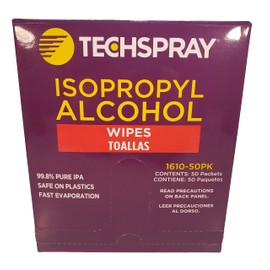 Techspray 1610-50PK Isopropyl Alcohol (IPA) 99.8% Pre-Saturated Wipes