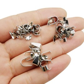 300pcs Mixed Stainless Steel Pinch Clip Clasp Bail Finish Necklace Clasps Pendant Clasps Claw Bail Pendant Clasps Pinch Clip Clasp Bail for Necklace Dangle Charm Pendant Connector (M397)