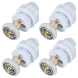 sourcing map 19mm Shower Door Rollers, Sliding Shower Doors Runners Wheels Replacement Copper Rod Pulley for Bathroom Glass Doors 4-6mm, White 4 Pcs