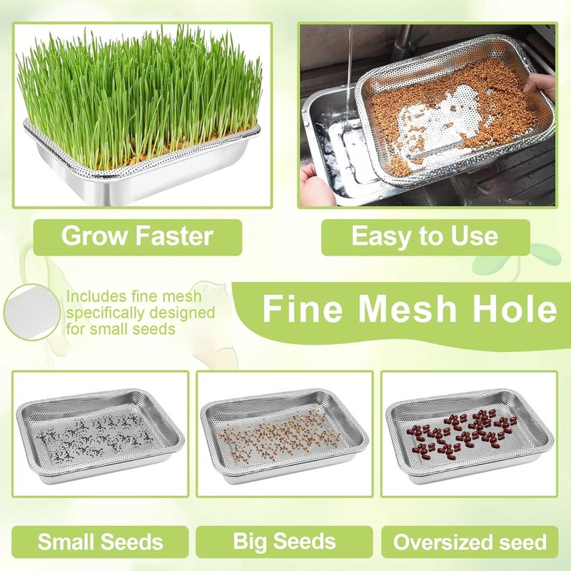 TCYPUHL Stainless Steel Sprouts Growing Kit 4-Tier 10.4 inch Trays,