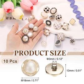 uxcell 10Pcs 18mm Resin Vintage Clothes Sewing Button Metal Coat Pearl Wave Buttons Craft Accessories for Garment Coat Decoration Crafts DIY Project