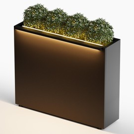 GSK 30" Tall Light Vibe Decor 30" H×10" W×37.9" L Metal Span Planter Box LED Lighting Strips×2 Indoor Divider Rectangle Insert Tray 3 Drainage Holes Garden Plants Flower Outdoor Separation Your Space