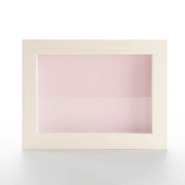 White Wash 24x30 Large Shadow Box Display Wooden Frame with Pink Acid-Free Backing UV Acrylic & Hanging Hardware - with 3/4" Usable Depth - Great Jersey Frame Display Case Shadowbox