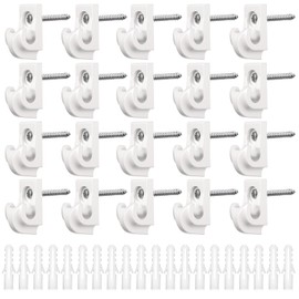 20 Pcs Wire Shelving Clips Wire Shelf Brackets White Closet Rack Wall Mount Heavy Duty Closet Shelf Brackets Included Clip Screws and Expansion Tubes for Wires Closets Shelving