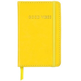 C.R. Gibson Yellow Leatherette ''Good Vibes'' Small Journal Notebook for Girls, 3.5'' W x 5.5'' L, 192