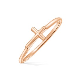 Minimalist Simple Midi Knuckle Thin 1MM Band Stackable Religious Sideways Cross Ring For Teen Yellow 14K Gold Plated .925 Sterling Silver