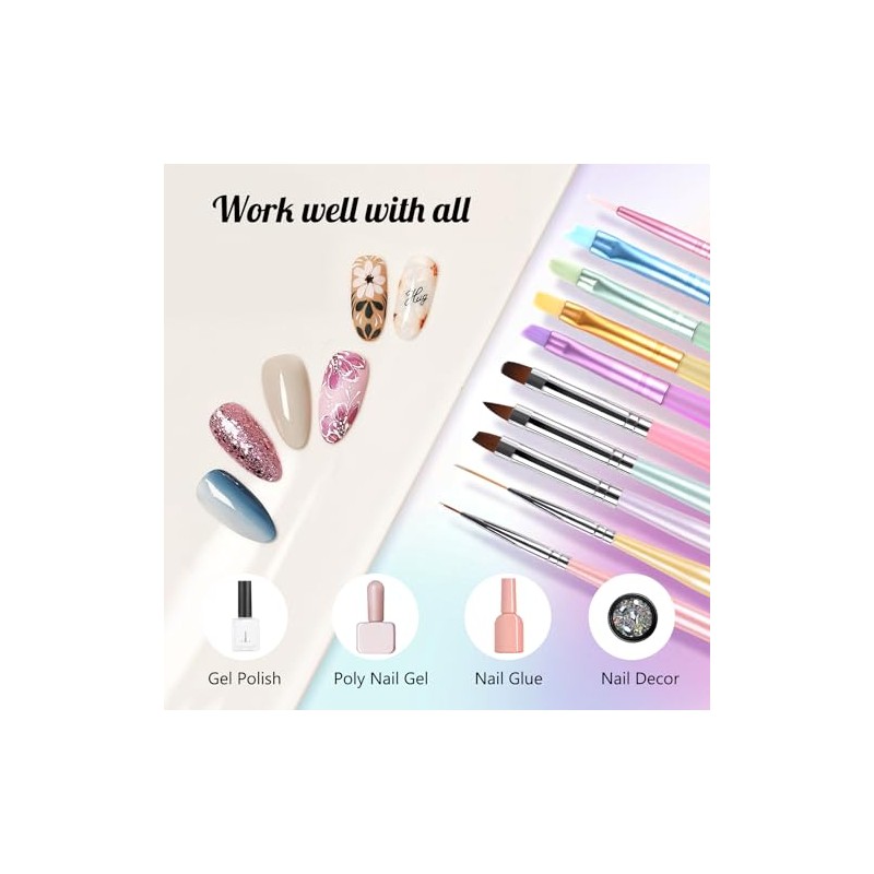 GeeRic 11 Pinceles para Uñas,Nail Art Pen Manicure Tool Set