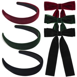 3 x breite Samt-Stirnbänder für Damen, weiches Stirnband, modisch, rutschfest, 3 x Samt-Schleifen-Haarspangen, französische Haarspange, Haarverschlüsse, Zubehör für Frauen und Mädchen