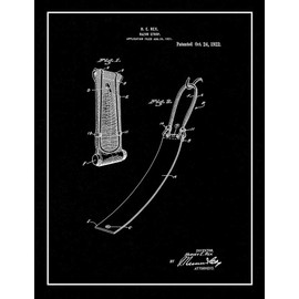 Razor Strop Patent Print Black Matte with Border (11" x 14") M12199