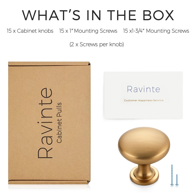 Ravinte 15 Pack Kitchen Cabinet Knobs Dresser Knobs Drawer Champagne