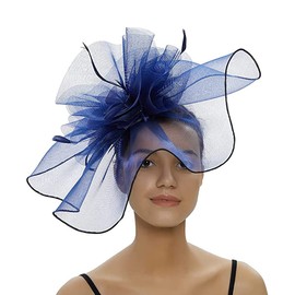 Women Fascinator Headband Pillbox Hat Big Flower Wedding Bridal Headdress Headpieces Race Derby Ascot Hat Burlesque Feather Flapper Hair Accessory For Evening Cocktail Party Prom Church Hen Party