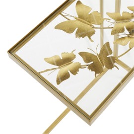 Deco 79 Metal Side End Accent Table End Table with Clear Glass Top, Side Table 18" x 11" x 25", Gold