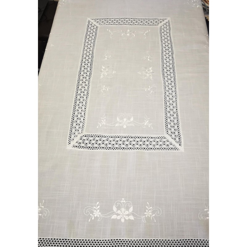 Aude Home Tablecloth 130 x 170 cm White with Hemstitch