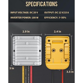 Vibit Vibit 20 V to 12 V Step-Down Converter for Dewalt Battery, DC Power Adapter, Voltage Reducer Transformer 180 W Buck Converter Regulator for Golf Cart RC Car Truck Light & DIY (with Switch)