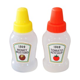 2 Pcs Mini Ketchup Bottles, 25ml Refillable Condiment Squeeze Bottle Salad Dressing Tomato Ketchup Mayo Syrup Squeeze Containers for Bento Box for Office Worker Bento Box Diner Condiment Mayo