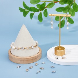 SUPERFINDINGS 32pcs 4 Style Cubic Zirconia Left Rhinestone Bracelet Necklace Connector Pendant Crystal Diamond Flower Charming Connector for Jewellery Making Hole: 1mm