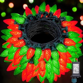 Minetom 147 FT 200 LED C9 LED Christmas Lights Outdoor - Plug in Fairy Lights with Timer & 8 Modes, Waterproof Commercial Grade Extendable for Indoor Outdoor Roofline Patio Yard Xmas, Red and Green